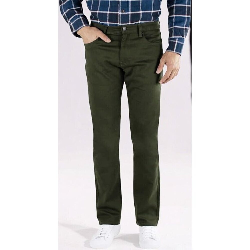 Jachs NY Straight Slim Fit Stretch Twill 5 Pocket Pant Army Green NEW 28 X 34